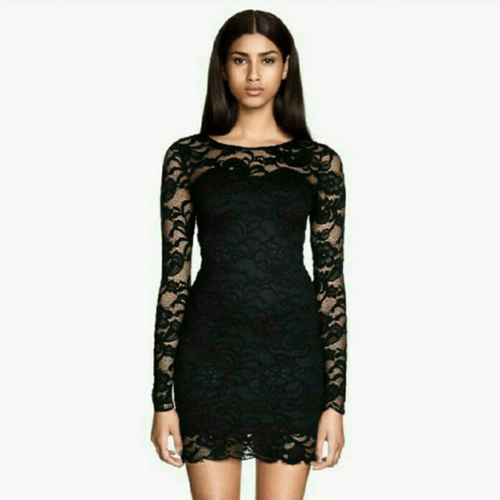 Long sleeve black lace H&M dress